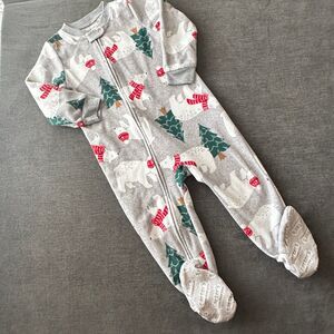 Carters fleece infant toddler footed pajama sleeper size 2T polar bears and tree